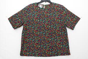 VTG Ilyssa Maxx Blouse Womens 12 Multicolor Geometric GEM Print Shoulder Pads